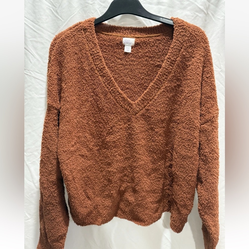 Stars Above Rust V-Neck Sweater